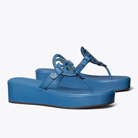 Tory Burch Shoes - Tory Burch miller wedge sandal in blue women’s size 9 sold
out color!